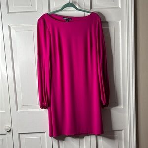Gibson Vibrant Hot Pink Long Sleeve Shift Dress SZ-12